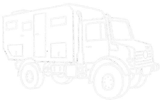 Zeichnung eines Unimog Expeditionsfahrzeugs